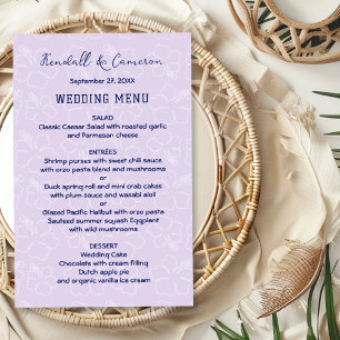 Wedding Menu Template Tropical Hibiscus Lavender