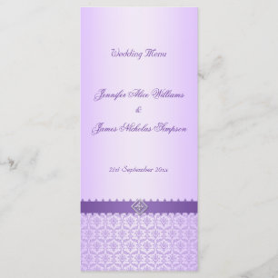 Wedding Menu Template Vintage Lilac Damask