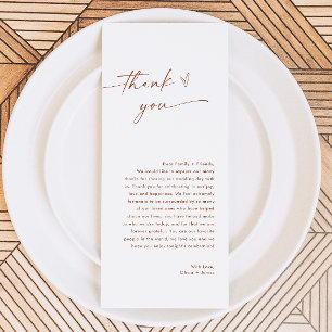 Wedding Menu Thank You Card, Thank You Note