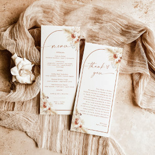 Wedding Menu + Thank You Note   Boho Napkin Note