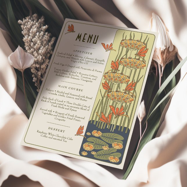 Wedding Menu Victorian Dreams Dragonflies Invitation (Creator Uploaded)