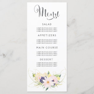 Wedding Menu Watercolor Floral Cards