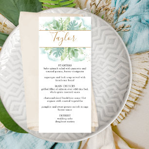 Wedding menu with Guest Name, Greenery, Watercolor