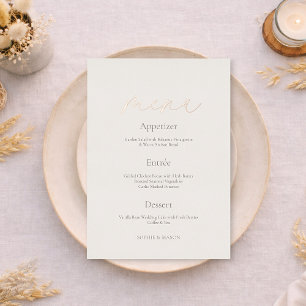 Wedding Menu with Real Gold Foil Minimal Ivory