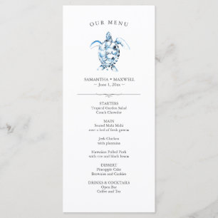 Wedding Menus Simple Watercolor Sea Turtle