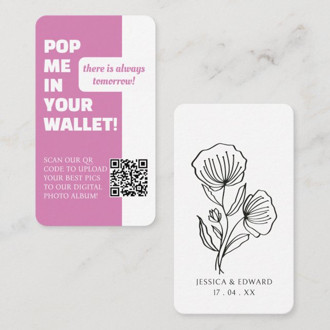 Wedding Middle Purple Scan Qr Code Photo Album Business Card (Front/Back)
