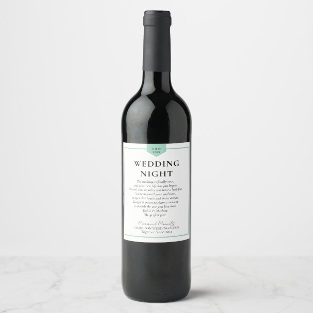 Wedding Milestone WEDDING NIGHT Wine Label (Front)