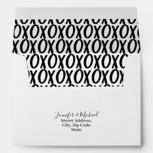 Wedding Minimal Black and White XOXO Envelope