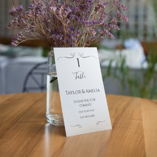 Wedding Minimalist Black and White Table Number