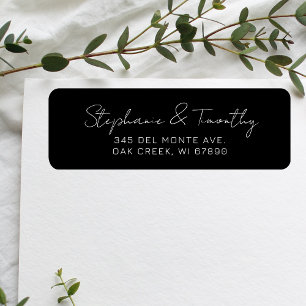 Wedding Minimalist Black Return Address