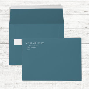 Wedding Minimalist Blue Return Address Simple Envelope