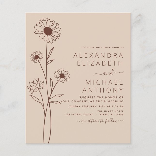Wedding Minimalist Botanical Floral Line Art (Front)