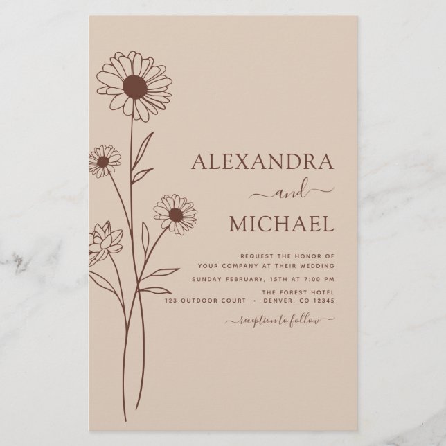Wedding Minimalist Botanical Floral Line Art (Front)