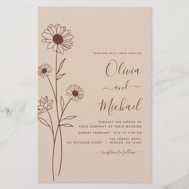 Wedding Minimalist Botanical Floral Line Art (Front)