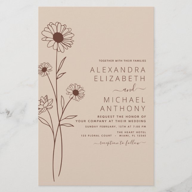Wedding Minimalist Botanical Floral Line Art (Front)