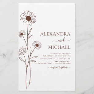 Wedding Minimalist Botanical Floral Line Art