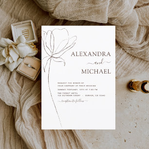 Wedding Minimalist Botanical Floral Line Art Invi Invitation