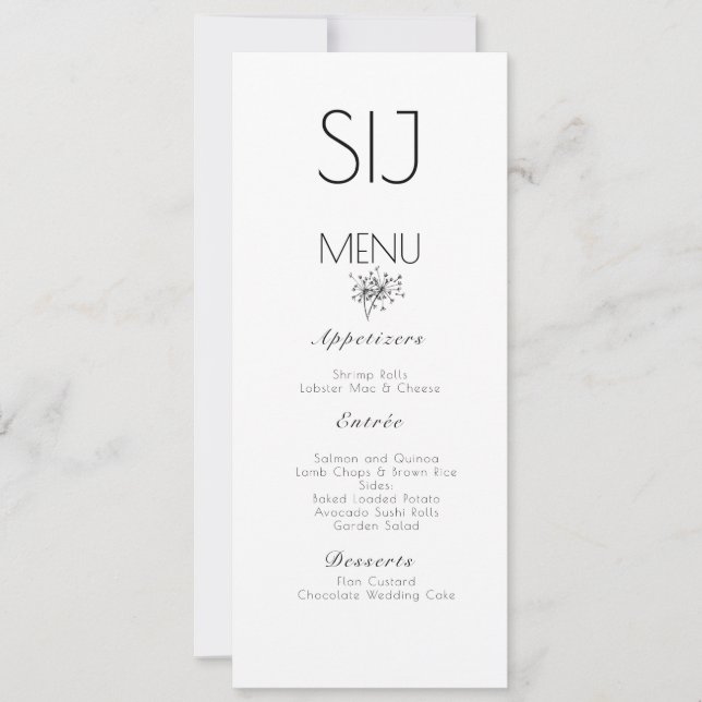 Wedding Minimalist Dandelion Logo Wedding Menu (Front)