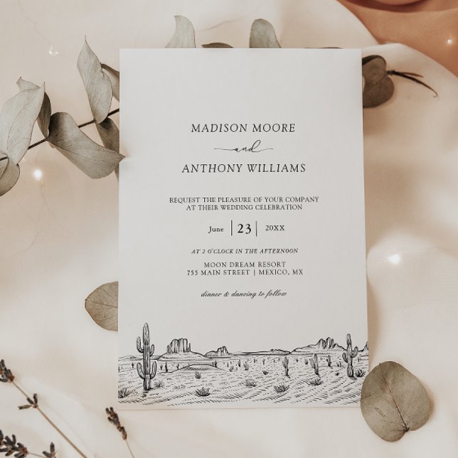 Wedding Minimalist Desert Cactus Landscape Invitation (Creator Uploaded)