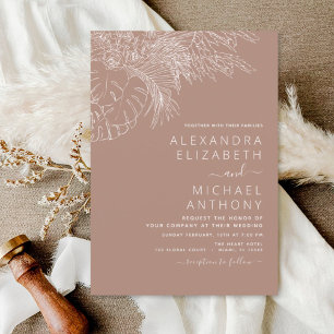 Wedding Minimalist Pampas Grass Terracotta Invitat Invitation