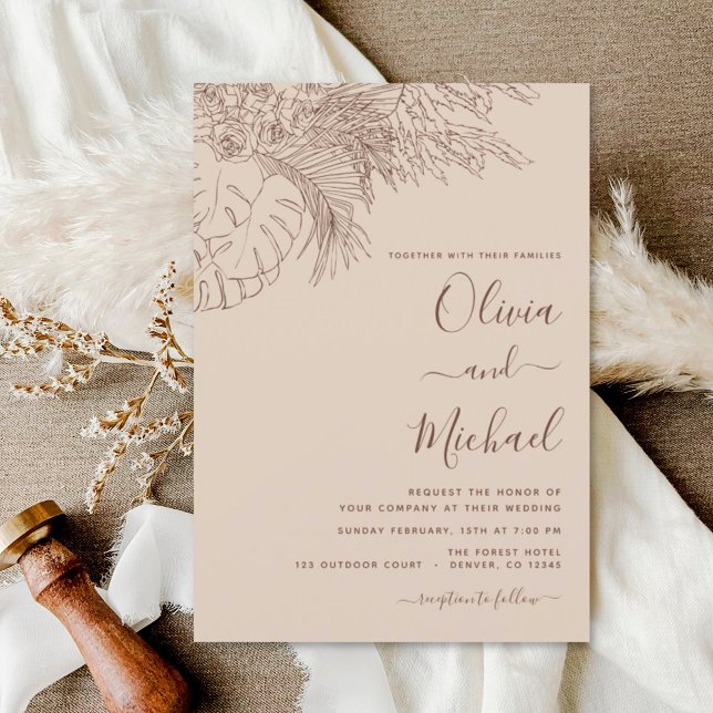 Wedding Minimalist Pampas Grass Terracotta Invitat Invitation (Creator Uploaded)