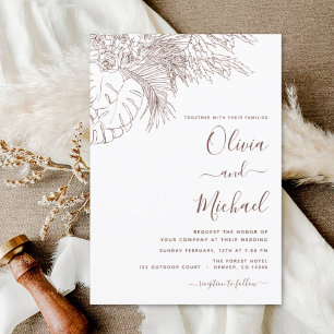Wedding Minimalist Pampas Grass Terracotta Invitat Invitation
