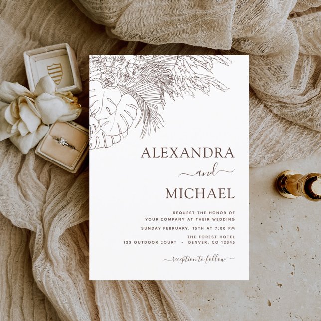 Wedding Minimalist Pampas Grass Terracotta Invitat Invitation (Creator Uploaded)