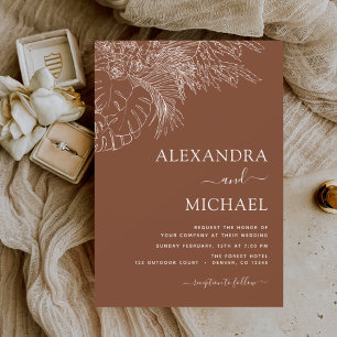 Wedding Minimalist Pampas Grass Terracotta Invitation