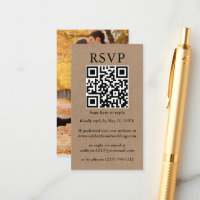 Wedding Minimalist Simple QR Photo RSVP Kraft