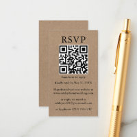 Wedding Minimalist Simple QR RSVP Kraft