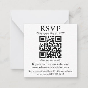 Wedding Minimalist Simple Square QR RSVP Enclosure Card