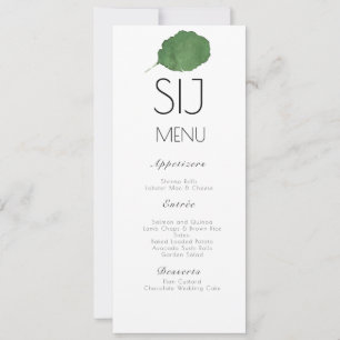 Wedding Minimalist Watercolor Leaf Wedding Menu