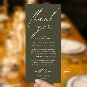 Wedding Minimalist Wedding Dinner Thank You Card