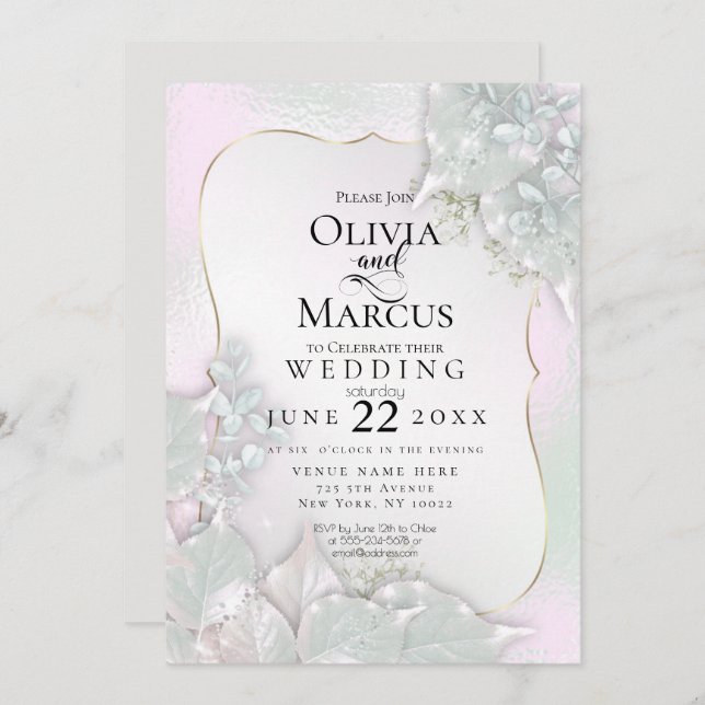 WEDDING | Misty Pink Pearl Shimmer Invitation (Front/Back)