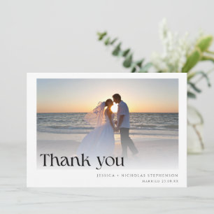 Wedding Modern 3 Photo Thank You Flat Card