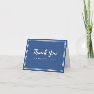 Wedding Modern Blue White Minimalist Simple Thank You Card