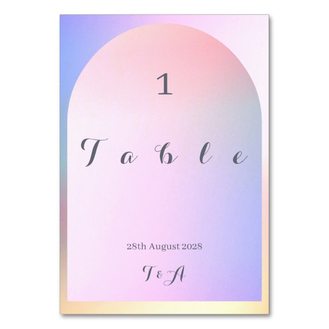 Wedding Modern Boho Arch Ombre Table Number (Front)