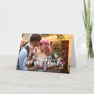 Wedding Modern Brush Script Love Thanks Fold Card
