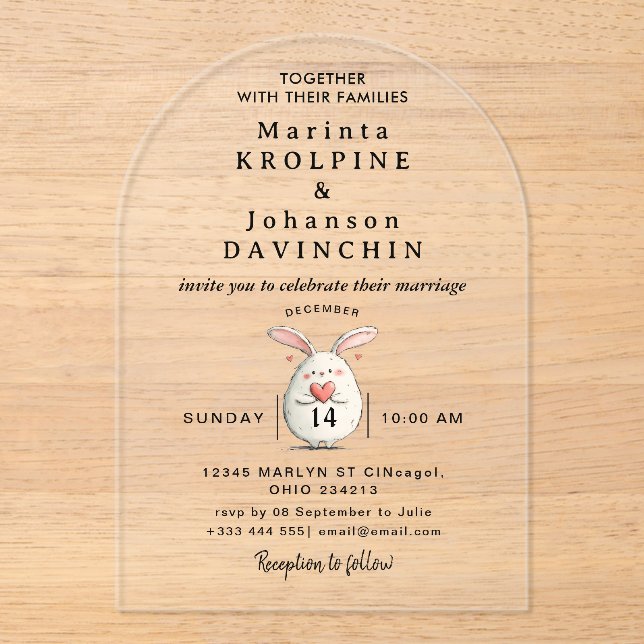 Wedding Modern Calligraphy Acrylic Invitations (Front)