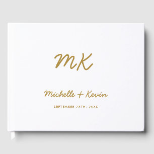 Wedding Modern Casual Handwriting Script Monogram Guest Book