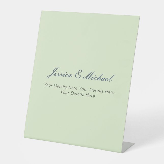Wedding Modern Elegant Plain Simple Professional Pedestal Sign (Front)