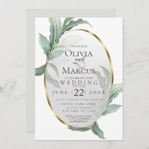 Wedding Modern Elegant Tropical Leaves Invitation