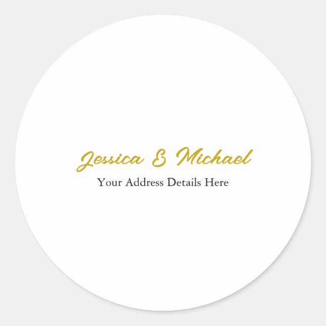Wedding Modern Gold Colour Elegant Plain Simple Classic Round Sticker (Front)
