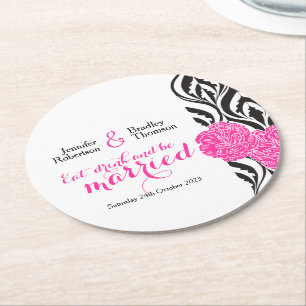 Wedding modern luxe pink custom paper coasters