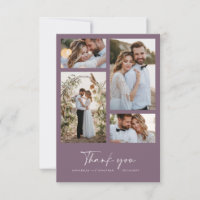 Wedding modern minimal photo thank you chic purple