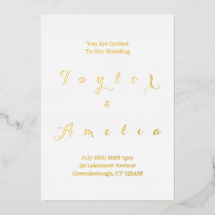 Wedding Modern Minimal Real Gold Foil
