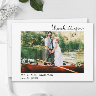 Wedding Modern Minimalist Calligraphy Heart Thank You Card