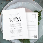 Wedding Modern Minimalist Elegant Chic Foliage Postcard<br><div class="desc">Composed of  sans serif and serif typography. All against a backdrop of pure white. These elements are modern,  simple,  and chic.

This is designed by White Paper Birch Co. exclusive for Zazzle.

Available here:
http://www.zazzle.com/store/whitepaperbirch</div>