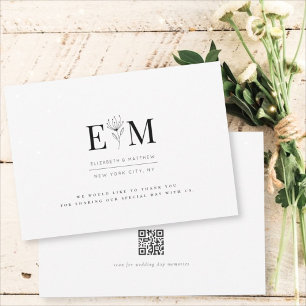 Wedding Modern Minimalist Elegant Chic Foliage Thank You Card