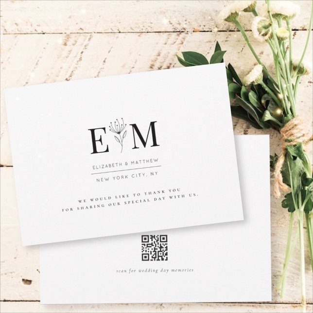 Wedding Modern Minimalist Elegant Chic Foliage Thank You Card (Creator Uploaded)